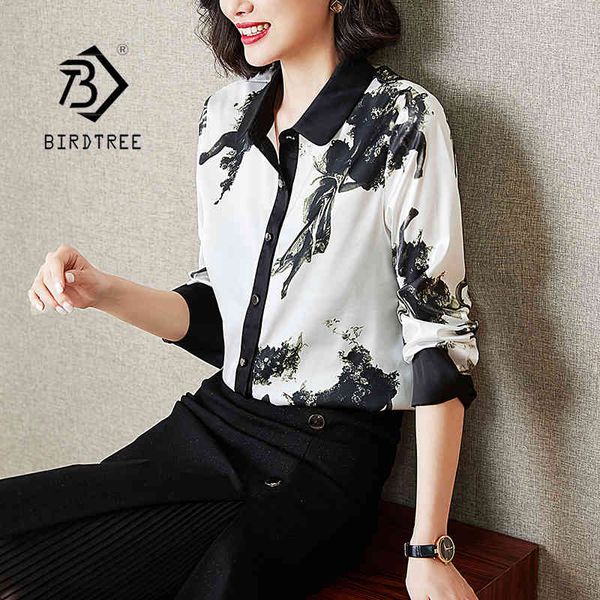 loose satin shirts for women printing female turn down collar blouses spring autumn imitation silk t11901x 210419, White 
loose satin shirts for women printing female turn down collar blouses spring autumn imitation silk t11901x 210419, White