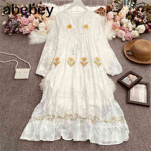 spring summer women bohemian v-neck lace up dress retro embroidery flower long sleeve dress 210715, Black;gray
spring summer women bohemian v-neck lace up dress retro embroidery flower long sleeve dress 210715, Black;gray