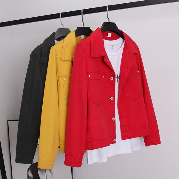 women's jackets denim woman jacket spring 2021 long sleeve turn down collar pocket jeans coats solid black red yellow casual wear simpl, Black;brown
women's jackets denim woman jacket spring 2021 long sleeve turn down collar pocket jeans coats solid black red yellow casual wear simpl, Black;brown
