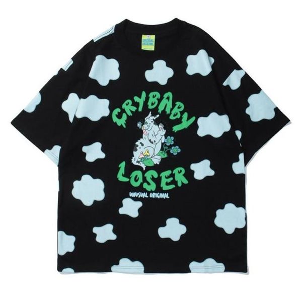 men's t-shirts 2021 tshirts streetwear hip hop crybaby loser clouds print short sleeve fashion harajuku casual cotton tees, White;black
men's t-shirts 2021 tshirts streetwear hip hop crybaby loser clouds print short sleeve fashion harajuku casual cotton tees, White;black
