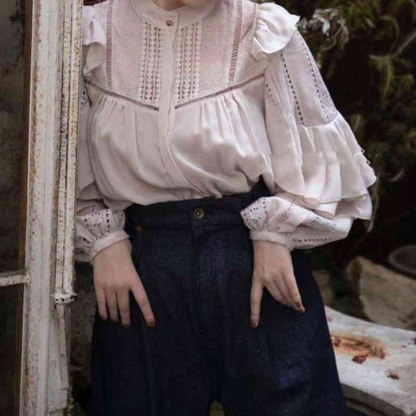 women's blouses & shirts lantern sleeve shirt femme elegant ruffles patchwork hollow out blous work style ol loose solid blusas spring, White
women's blouses & shirts lantern sleeve shirt femme elegant ruffles patchwork hollow out blous work style ol loose solid blusas spring, White