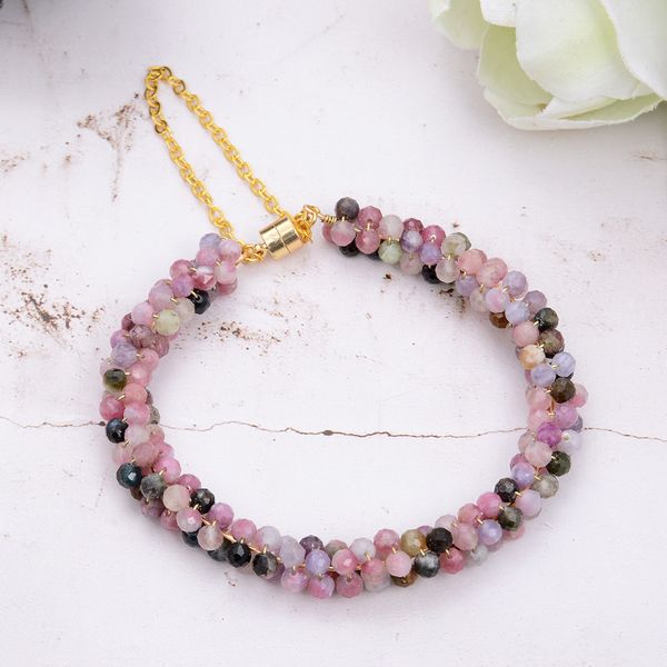 4mm faceted round natural multi color tourmaline bangle bracelet magnet clasp handmade bracelet for women, Black
4mm faceted round natural multi color tourmaline bangle bracelet magnet clasp handmade bracelet for women, Black