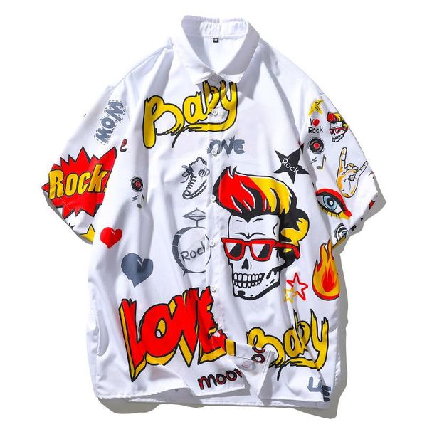 men's summer clothes large size casual hand-painted printing lapel shirt short-sleeved shirts, White;black
men's summer clothes large size casual hand-painted printing lapel shirt short-sleeved shirts, White;black