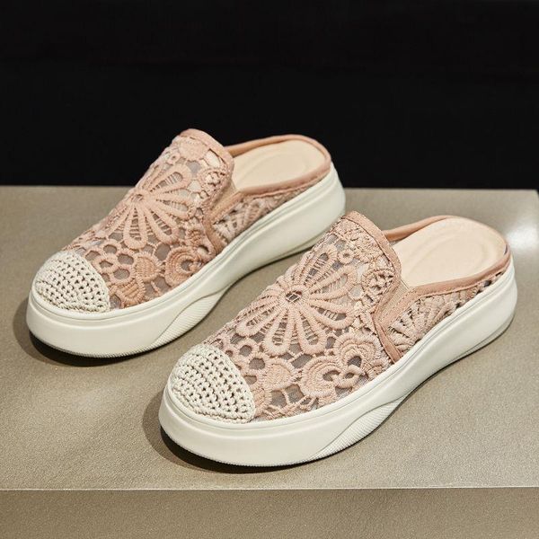 slippers 2021 women sandals summer shoes platform half heels lace sneakers mules woman size 35-40, Black
slippers 2021 women sandals summer shoes platform half heels lace sneakers mules woman size 35-40, Black