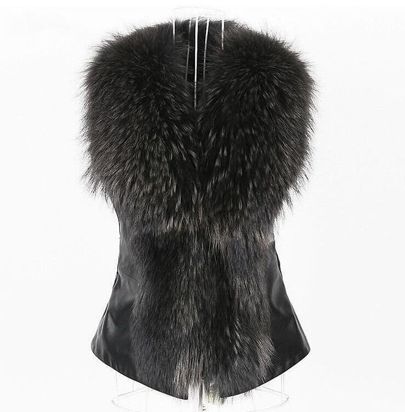women's fur & faux autumn and winter women raccoon fur collar coat vest short section slim imitation women coat solid outerwear v9ha, Black
women's fur & faux autumn and winter women raccoon fur collar coat vest short section slim imitation women coat solid outerwear v9ha, Black