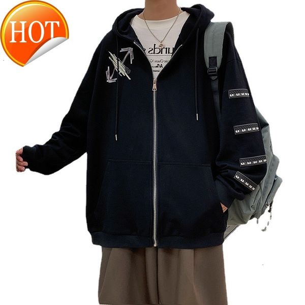 arm 21 new fall off leather label back graffiti arrow hooded zipper casual sweater cardigan, Black
arm 21 new fall off leather label back graffiti arrow hooded zipper casual sweater cardigan, Black