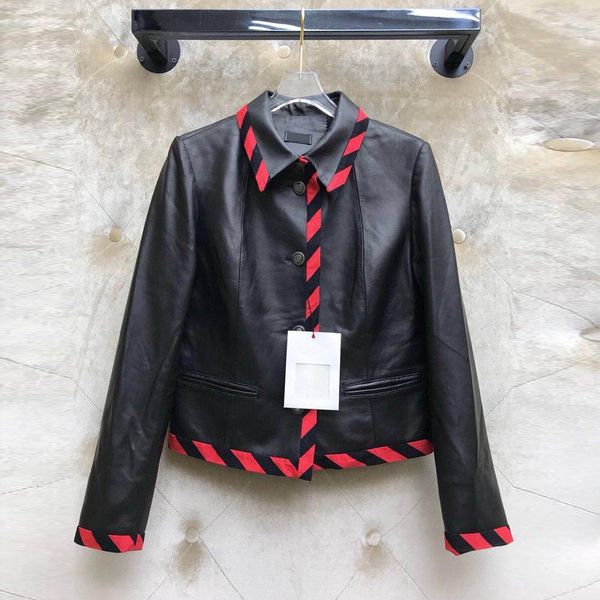 women's jackets jackets red black stripes patchwork contrast 100% sheepskin leather jacket women early spring turn-down collar high-end, Black;brown
women's jackets jackets red black stripes patchwork contrast 100% sheepskin leather jacket women early spring turn-down collar high-end, Black;brown