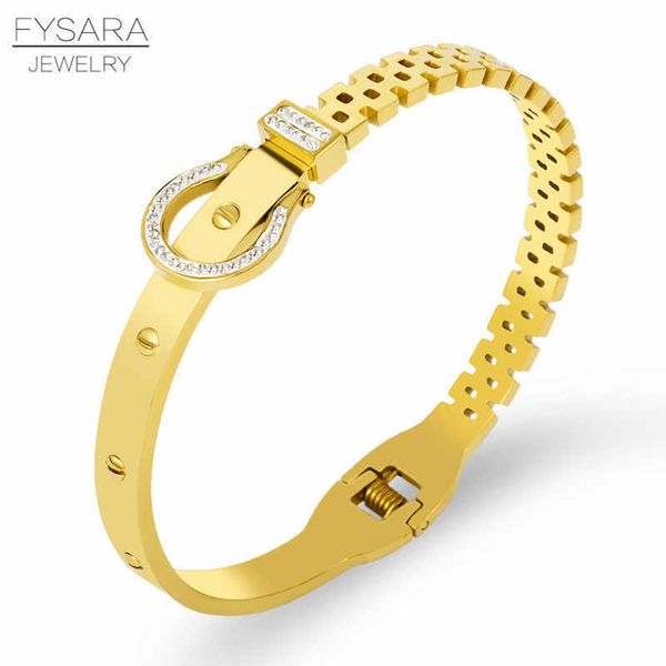fysara famous design belt bracelet & bangle for women luxury aaa crystals cuff bangle stainless steel european jewelry q0719, Black
fysara famous design belt bracelet & bangle for women luxury aaa crystals cuff bangle stainless steel european jewelry q0719, Black
