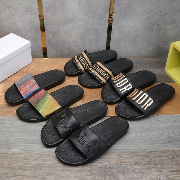 men slippers in 2021 summer wear leather men travel outdoor antiskid beach, Black