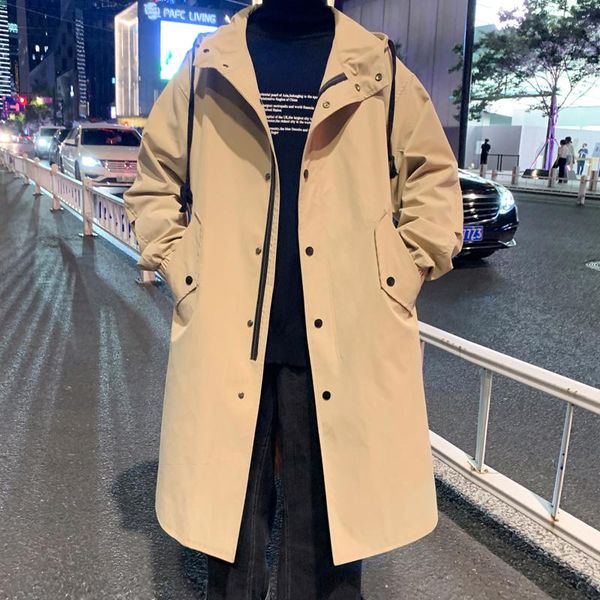 men's trench coats legible 2021 spring autumn coat casual loose windbreaker man solid hooded long jacket men, Tan;black
men's trench coats legible 2021 spring autumn coat casual loose windbreaker man solid hooded long jacket men, Tan;black