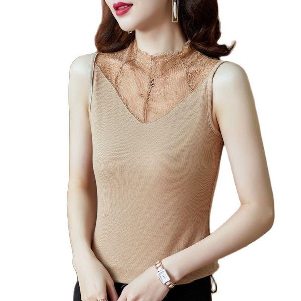 women's tanks & camis summer models, with a sling modal vest, half high collar, lace sleeveless bottoming shirt, White
women's tanks & camis summer models, with a sling modal vest, half high collar, lace sleeveless bottoming shirt, White
