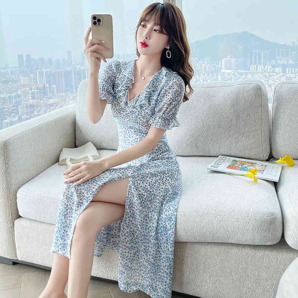casual dresses summer v neck ruffles floral split high waist chiffon women midi elegant short sleeve holiday 2021 nnhe, Black;gray
casual dresses summer v neck ruffles floral split high waist chiffon women midi elegant short sleeve holiday 2021 nnhe, Black;gray