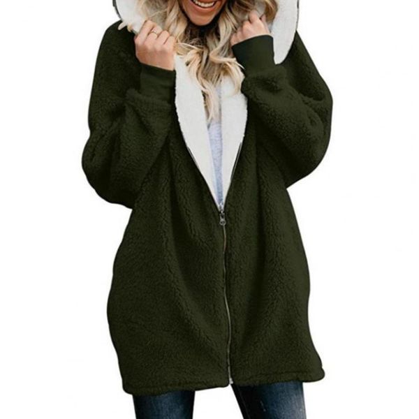 women's jackets zipper closure long sleeve winter coat plush mid-length hooded women solid color loose cardigan warm outerwear plussize, Black;brown
women's jackets zipper closure long sleeve winter coat plush mid-length hooded women solid color loose cardigan warm outerwear plussize, Black;brown