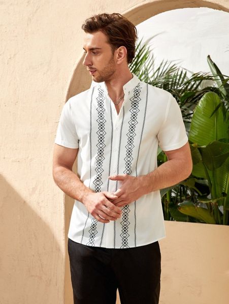 men argyle pattern button through shirt q2ky#, White;black
