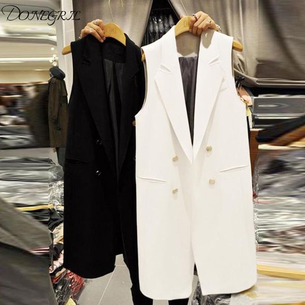women's vests 2021 spring and autumn long double-breasted vest female korean version of the large size black slim suit jacket, Black;white
women's vests 2021 spring and autumn long double-breasted vest female korean version of the large size black slim suit jacket, Black;white