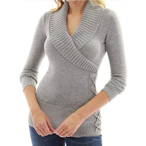 women's sweaters autumn winter v neck lace up women slim knit sweater warm casual rib solid pull streetwear 2c0166Â, White;black
women's sweaters autumn winter v neck lace up women slim knit sweater warm casual rib solid pull streetwear 2c0166Â, White;black