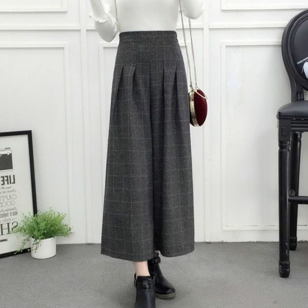 autumn winter woolen plaid pants women elastic high waist ankle-length pant plus size harajuku wide leg trousers 210603, Black;white
autumn winter woolen plaid pants women elastic high waist ankle-length pant plus size harajuku wide leg trousers 210603, Black;white
