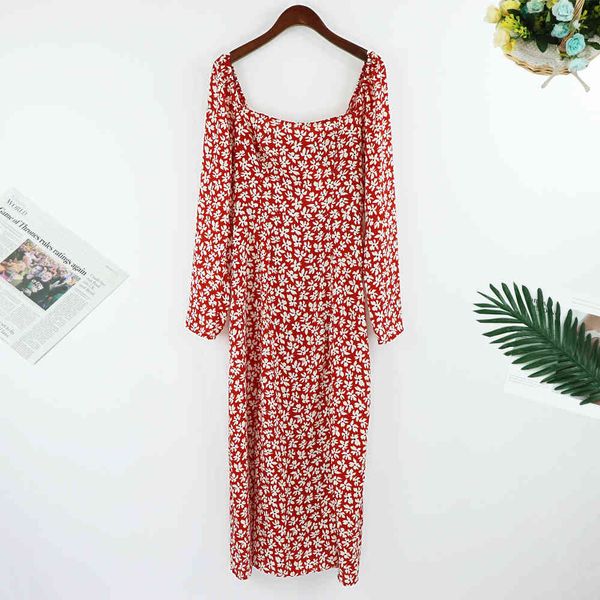 vintage red floral print women midi dress fashion high split vestido elegant square neckline long sleeve women dress za she 210510, Black;gray
vintage red floral print women midi dress fashion high split vestido elegant square neckline long sleeve women dress za she 210510, Black;gray