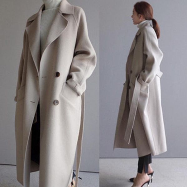 women's wool & blends women winter coats 2021 autumn and large size solid lapel loose long double-sided coat female outwear, Black
women's wool & blends women winter coats 2021 autumn and large size solid lapel loose long double-sided coat female outwear, Black
