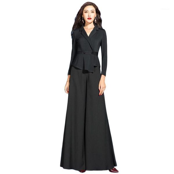 women's tracksuits black wide leg pants and blazer two piece sets women 2021 spring fashion temperament plus size clothing feminina lr, Gray
women's tracksuits black wide leg pants and blazer two piece sets women 2021 spring fashion temperament plus size clothing feminina lr, Gray