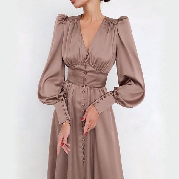 casual dresses women spring/autumn tight waist puff sleeve high deep v neck long plus size dress, Black;gray
casual dresses women spring/autumn tight waist puff sleeve high deep v neck long plus size dress, Black;gray