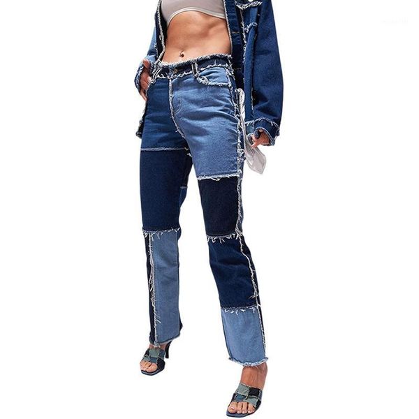 patchwork ripped pockets high-waisted slimming loose jeans women's fashional casual high street straight-leg long pants, Blue
patchwork ripped pockets high-waisted slimming loose jeans women's fashional casual high street straight-leg long pants, Blue