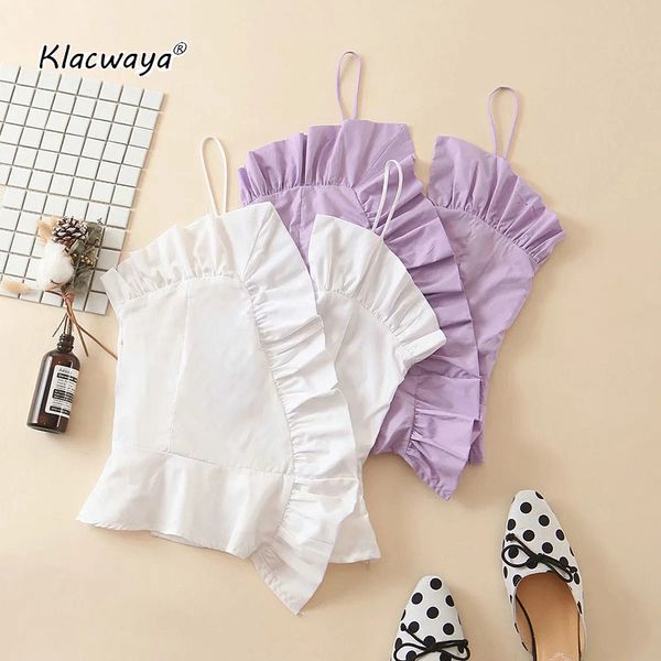 women fashion ruffled pleated cropped cotton camis vintage backless straps female sweet shirts blusas chic 210521, White
women fashion ruffled pleated cropped cotton camis vintage backless straps female sweet shirts blusas chic 210521, White