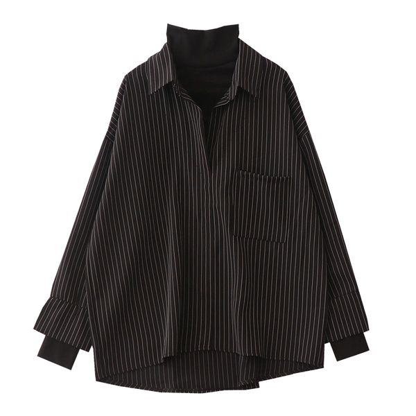 fake two piece striped shirt women patchwork knitted turtleneck 2021 autumn winter long sleeve casual loose female blouse, White
fake two piece striped shirt women patchwork knitted turtleneck 2021 autumn winter long sleeve casual loose female blouse, White