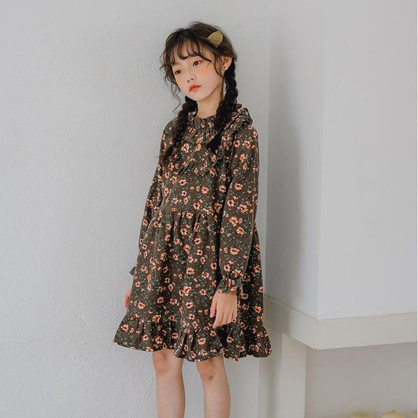 girl's dresses fashion children dress 2021 costomes long sleeve korean retro princess floral vestidos design casual for girls, Red;yellow
girl's dresses fashion children dress 2021 costomes long sleeve korean retro princess floral vestidos design casual for girls, Red;yellow