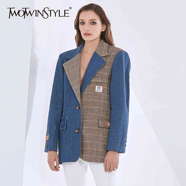 patchwork plaid blazers for women notched long sleeve casual denim coats female fashion clothing autumn 210524, White;black
patchwork plaid blazers for women notched long sleeve casual denim coats female fashion clothing autumn 210524, White;black