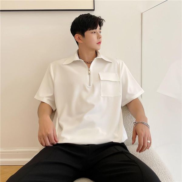 men's polos male casual black white tees shirts men korean fashion zipper pullover short sleeve shirt, White;black
men's polos male casual black white tees shirts men korean fashion zipper pullover short sleeve shirt, White;black