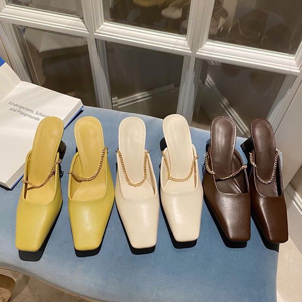 women slippers mules shoes square toe thin high heels chain fashion ladies heel slides causal woman party dress slipper, Black
women slippers mules shoes square toe thin high heels chain fashion ladies heel slides causal woman party dress slipper, Black