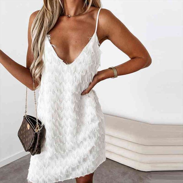 summer v neck sleeveless feather dress women casual spaghetti strap white mini dress female short backless party sundress, Black;gray
summer v neck sleeveless feather dress women casual spaghetti strap white mini dress female short backless party sundress, Black;gray