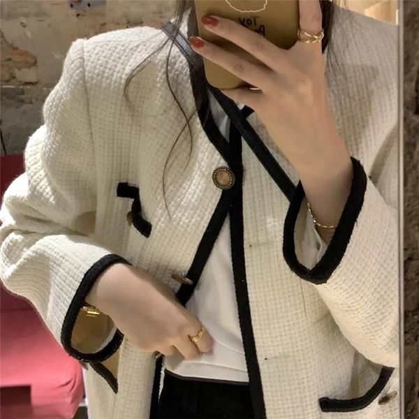 women's jackets korean fashion cropped jacket women vintage elegant loose long sleeve coats casual chic spring white chaquetas para muj, Black;brown
women's jackets korean fashion cropped jacket women vintage elegant loose long sleeve coats casual chic spring white chaquetas para muj, Black;brown