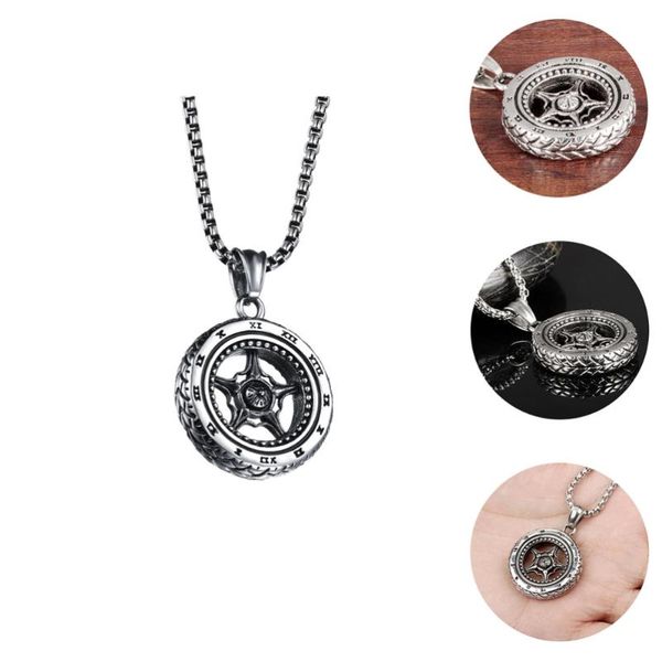 pendant necklaces creative men wheel necklace delicate punk style, Silver 
pendant necklaces creative men wheel necklace delicate punk style, Silver