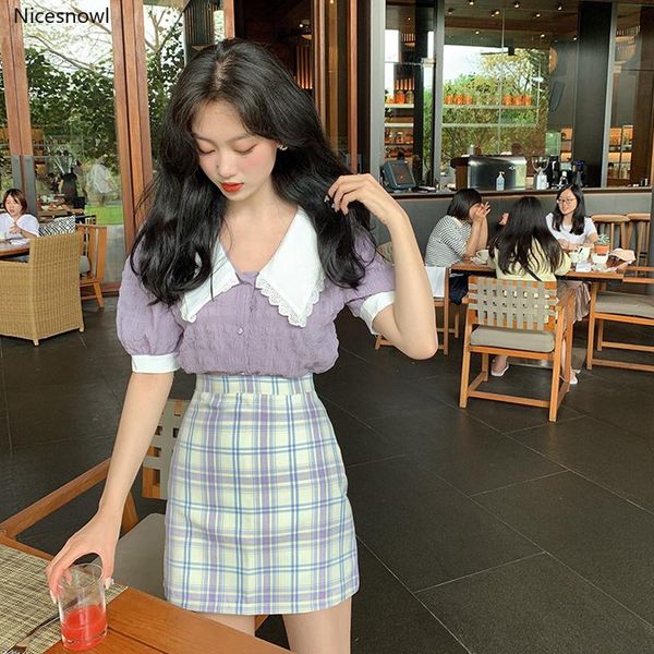 nicesnowl summer 2021 style suit western doll collar puff sleeve chiffon plaid skirt women's two-piece suits & blazers, White;black
nicesnowl summer 2021 style suit western doll collar puff sleeve chiffon plaid skirt women's two-piece suits & blazers, White;black