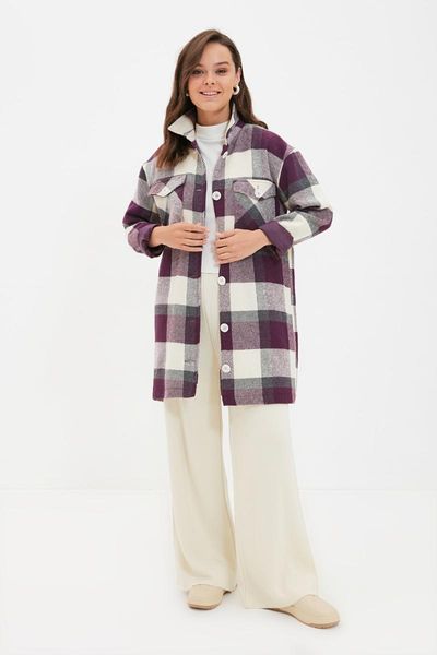 women's jackets trendyol wide cut plaid lining shirt jacket coat tctaw22mo0385, Black;brown
women's jackets trendyol wide cut plaid lining shirt jacket coat tctaw22mo0385, Black;brown