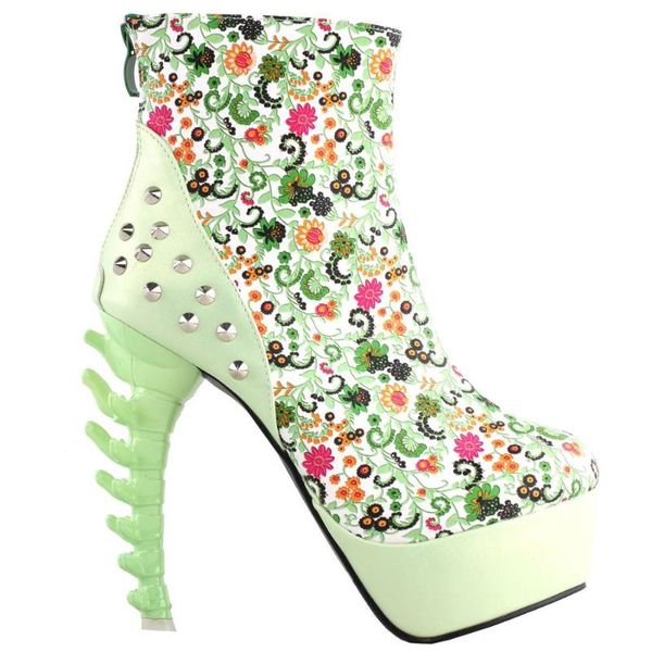 dress shoes lf80687 show story vintage rockabilly green flower print stud high-bone platform ankle boots, Black
dress shoes lf80687 show story vintage rockabilly green flower print stud high-bone platform ankle boots, Black