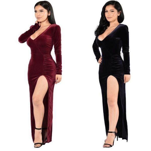 casual dresses fall/winter v-neck long sleeve ankle-length velvet dress fashion solid color black for banquet party, Black;gray
casual dresses fall/winter v-neck long sleeve ankle-length velvet dress fashion solid color black for banquet party, Black;gray