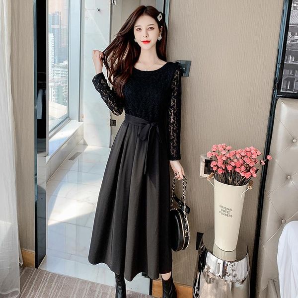 casual dresses women dress autumn 2022 office lady korea style full sleeve patchwork solid belt lace o-neck high waist zipper, Black;gray
casual dresses women dress autumn 2022 office lady korea style full sleeve patchwork solid belt lace o-neck high waist zipper, Black;gray