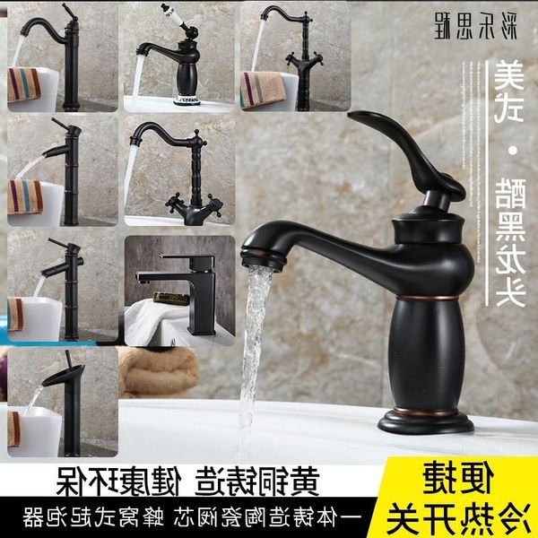 bathroom vanity mixing faucet black brass teapot single hand washing sink faucets
