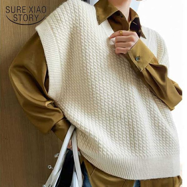 autumn winter korean loose women sleeveless sweater chic v-neck twisted ladies solid knitted pullover vest femme 11318 210528, White;black
autumn winter korean loose women sleeveless sweater chic v-neck twisted ladies solid knitted pullover vest femme 11318 210528, White;black