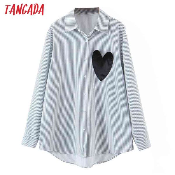 women striped print heart pocket long sleeve chic female casual loose shirt sl542 210416, White
women striped print heart pocket long sleeve chic female casual loose shirt sl542 210416, White