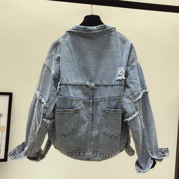 women's jackets 2021 harajuku european style blue jean jacket women short denim spring ripped hole loose coat korean roupa feminina, Black;brown
women's jackets 2021 harajuku european style blue jean jacket women short denim spring ripped hole loose coat korean roupa feminina, Black;brown