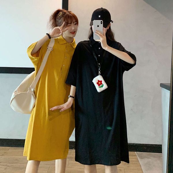 mid length short sleeve t-shirt women's knee spring summer loose korean boudoir dress, Black;gray
mid length short sleeve t-shirt women's knee spring summer loose korean boudoir dress, Black;gray
