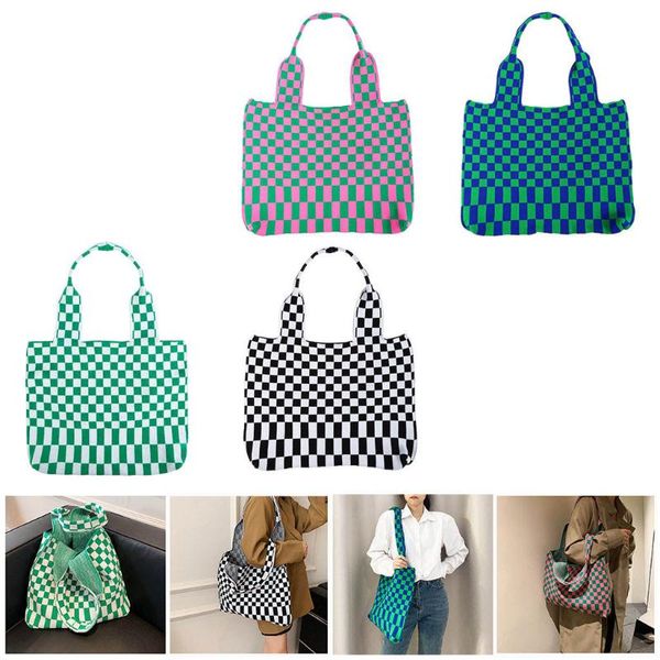 evening bags tote soft simple shopping bag large capacity casual chic checkerboard women knitted shoulder handbag books
evening bags tote soft simple shopping bag large capacity casual chic checkerboard women knitted shoulder handbag books