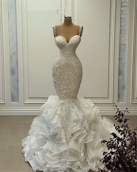 luxury mermaid wedding dresses 2021 lace applique beach bridal gowns ruffles custom made vestido de noiva bride dress, White
luxury mermaid wedding dresses 2021 lace applique beach bridal gowns ruffles custom made vestido de noiva bride dress, White
