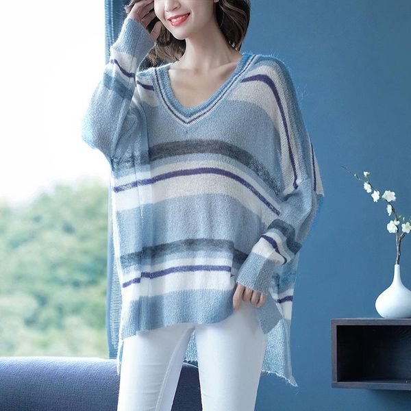 women's sweaters thin sweater jumper knit o-neck pullove women 2021 spring autumn loose oversized casual stripe female, White;black
women's sweaters thin sweater jumper knit o-neck pullove women 2021 spring autumn loose oversized casual stripe female, White;black