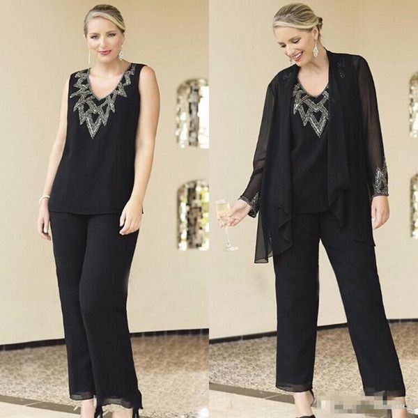 2020 black mother of the bride dresses pant suits with wrap chiffon 3 pieces plus size mother's formal dresses for wedding party, Black;coppery
2020 black mother of the bride dresses pant suits with wrap chiffon 3 pieces plus size mother's formal dresses for wedding party, Black;coppery