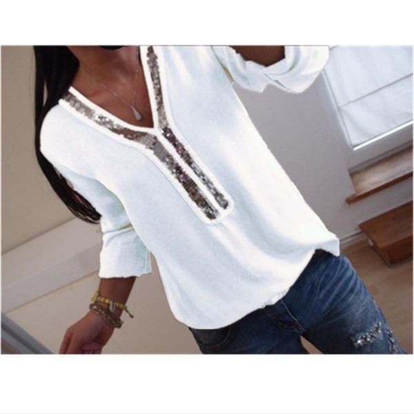women's blouses & shirts hirigin plus size women solid v-neck chiffon shirt long sleeve blouse casual loose sequin top, White
women's blouses & shirts hirigin plus size women solid v-neck chiffon shirt long sleeve blouse casual loose sequin top, White